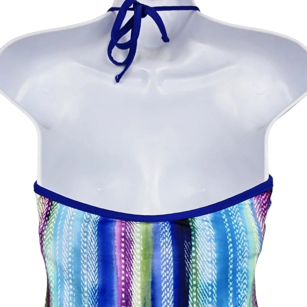Swimsuits For All Womens Multicolor Halter Neck One Piece Swimsuit Size 4 NWT